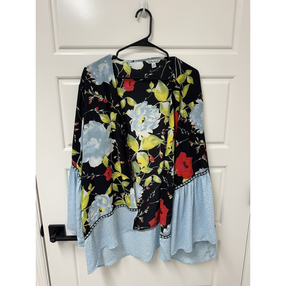 The Pioneer Woman Open Flowy Cardigan Cottage Bell Sleeves Floral Multicolor XL